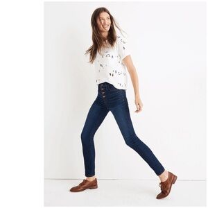 MADEWELL 9” Mid Rise Skinny Leg Jeans Dark Hayes Wash Button Fly Denim 28T Tall